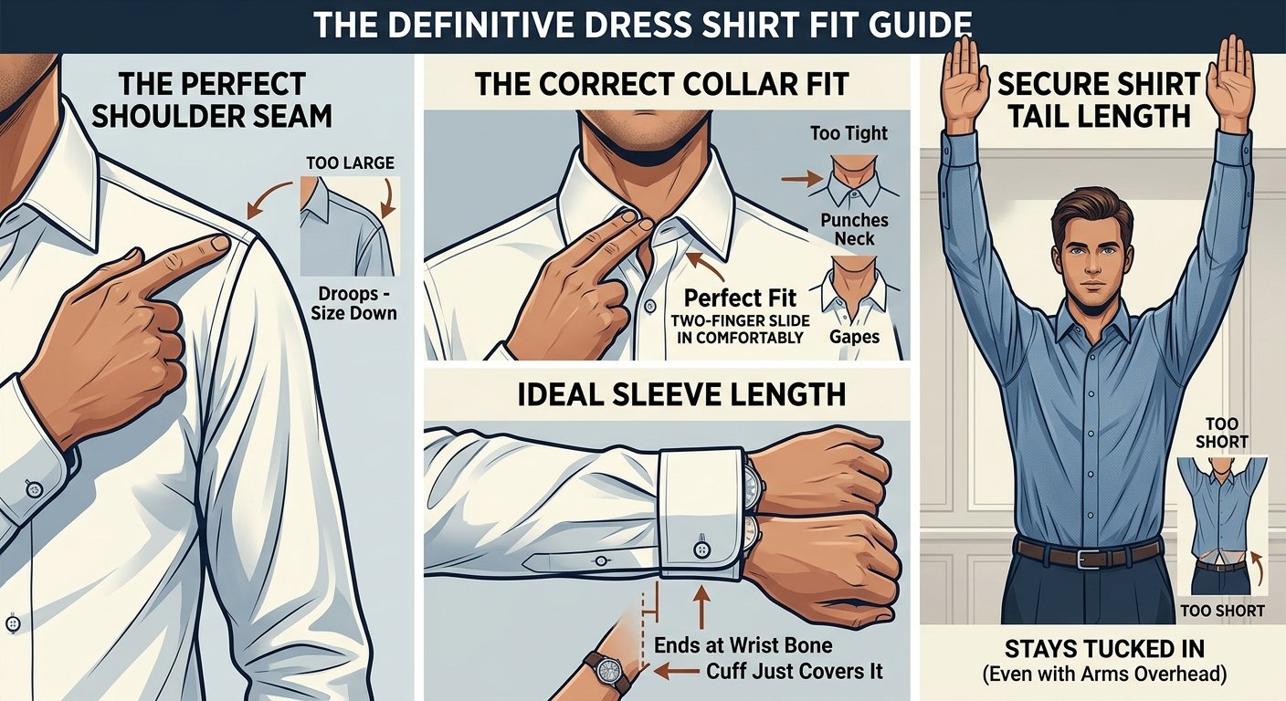 Close-up of pinching fabric at the side of a dress shirt to test the fit