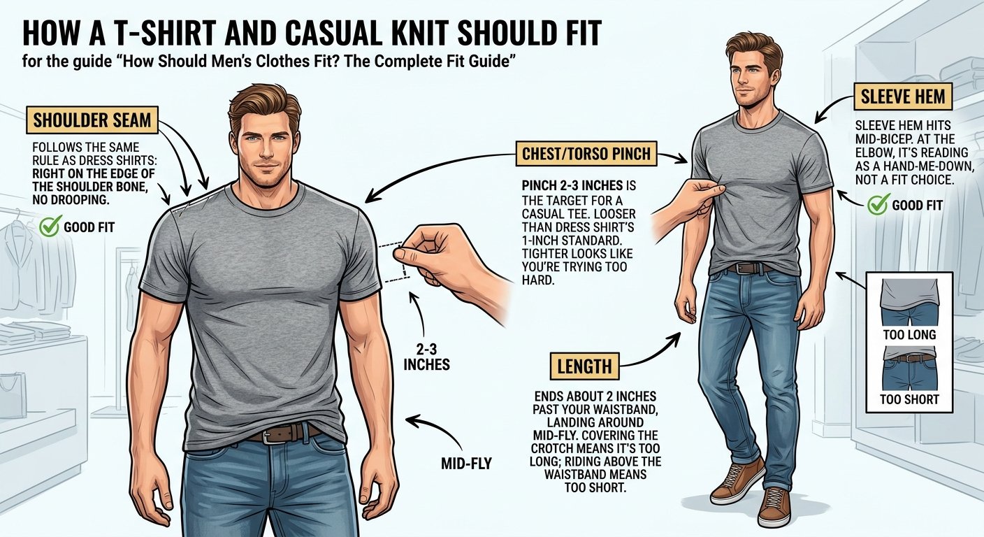How a T-shirt and casual knit should fit